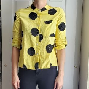 Yellow/Black Polka Dot Button-down